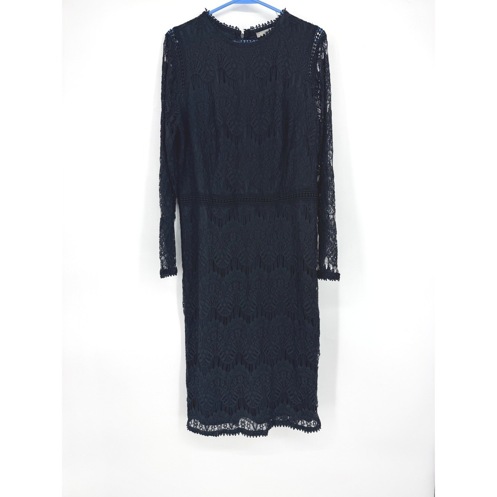 Love X Design Black Floral Lace Long Sleeve Midi Dress Plus Size 1X